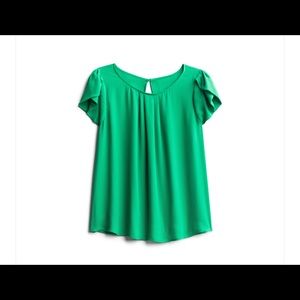 Papermoon Ruffle Short Sleeve Green Blouse 1X